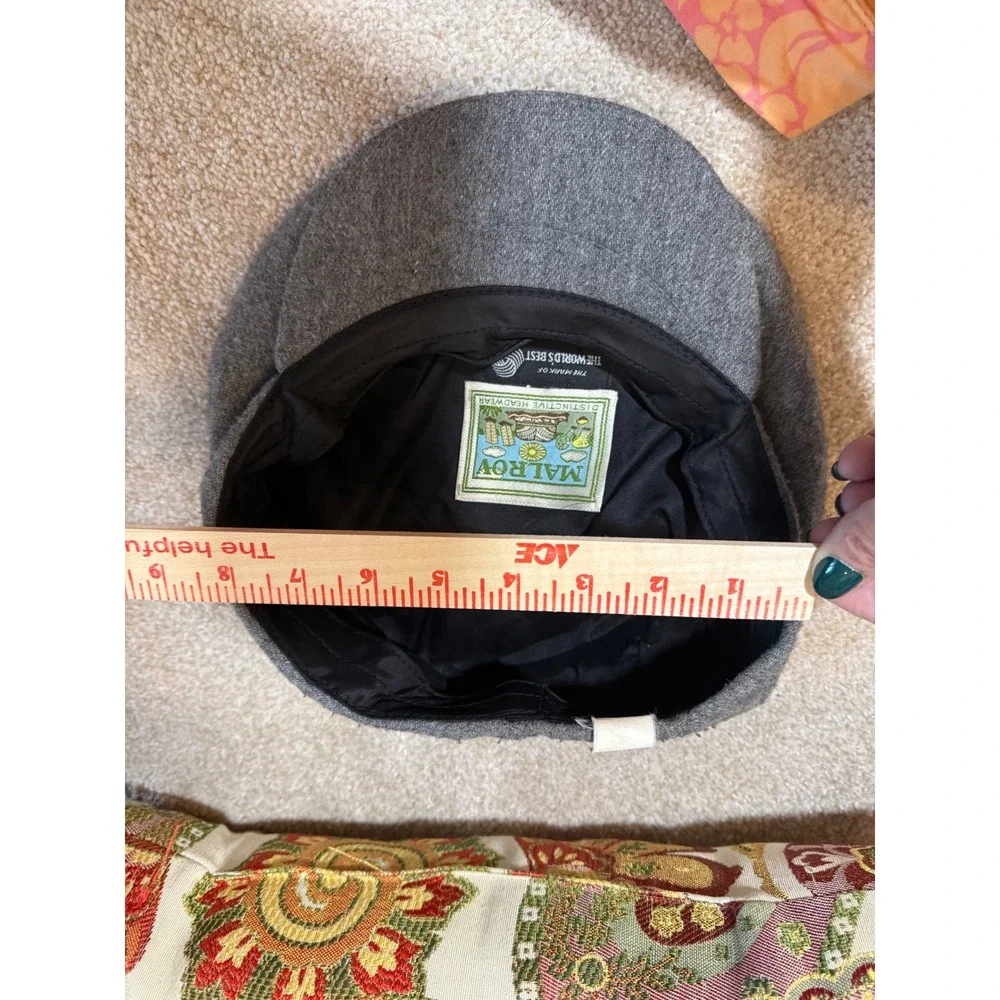 Malroy Distinctive Headwear Wool Flat Cap Ivy Newsboy Hat Gray Large Made USA‎